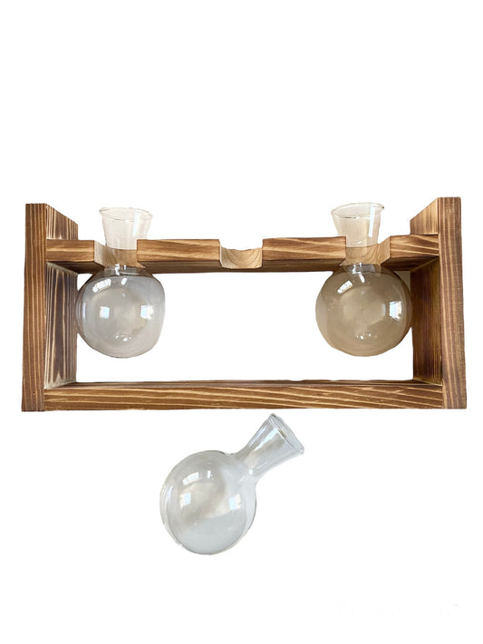 3 Glass Bulb Wooden Houseplant Propagation Station